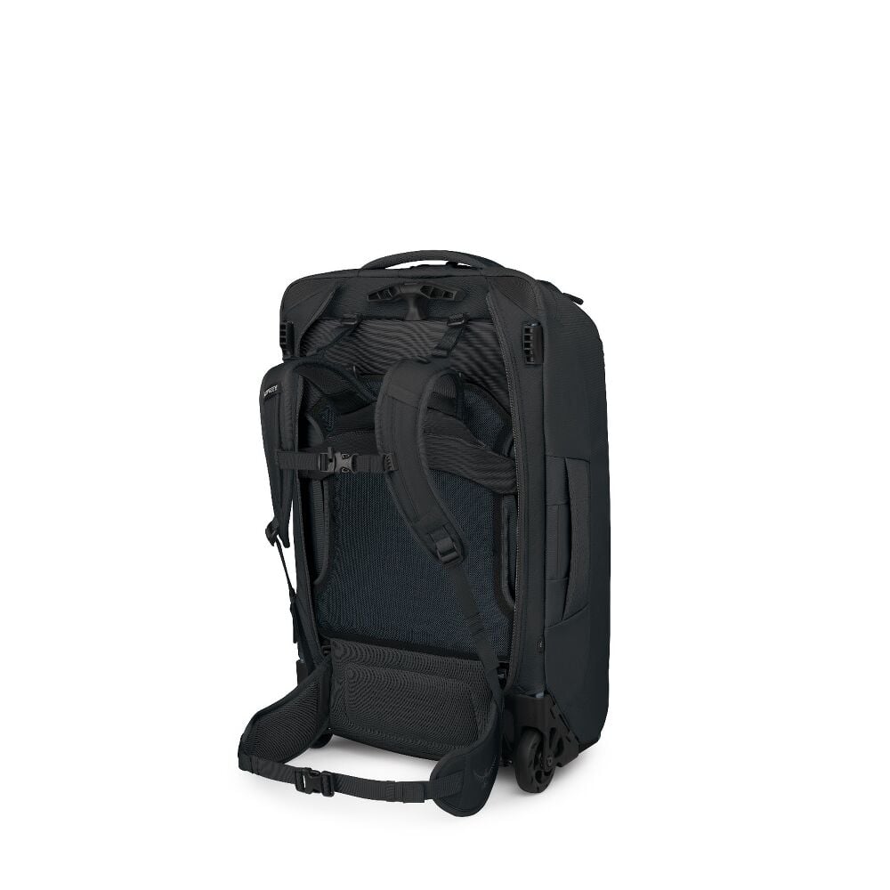 Black backpack on a white background