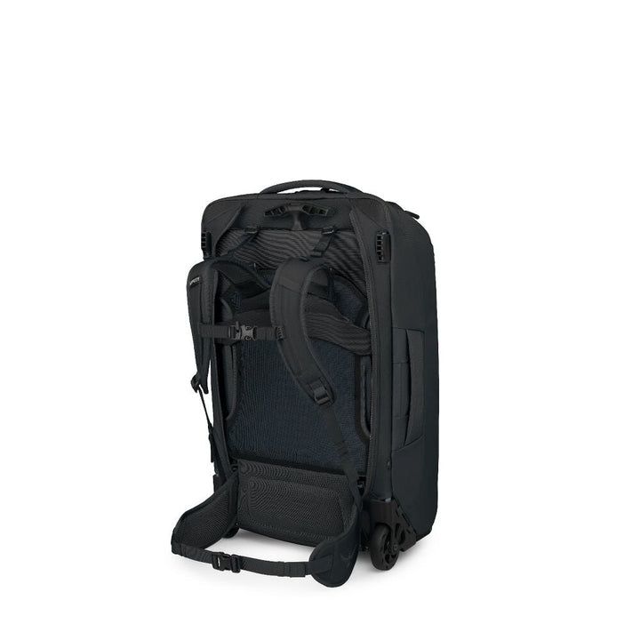 Black backpack on a white background
