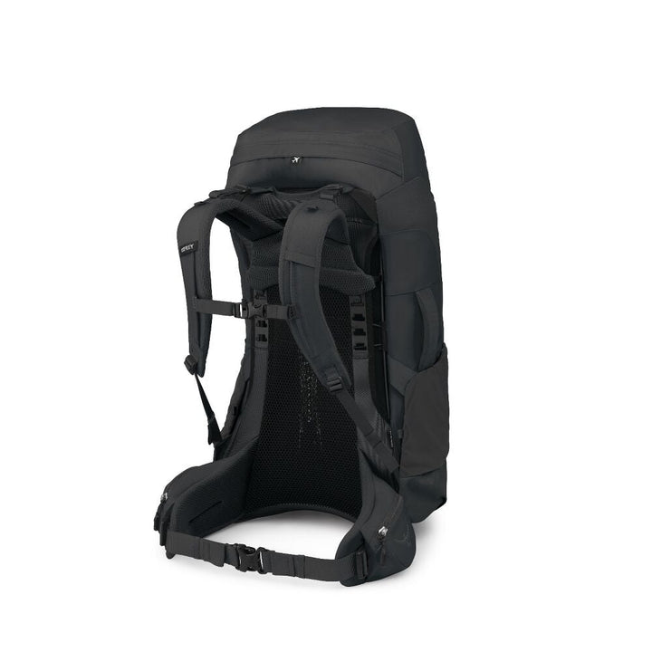 Black backpack on a white background