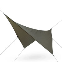 Green triangle-shaped tarp on a white background