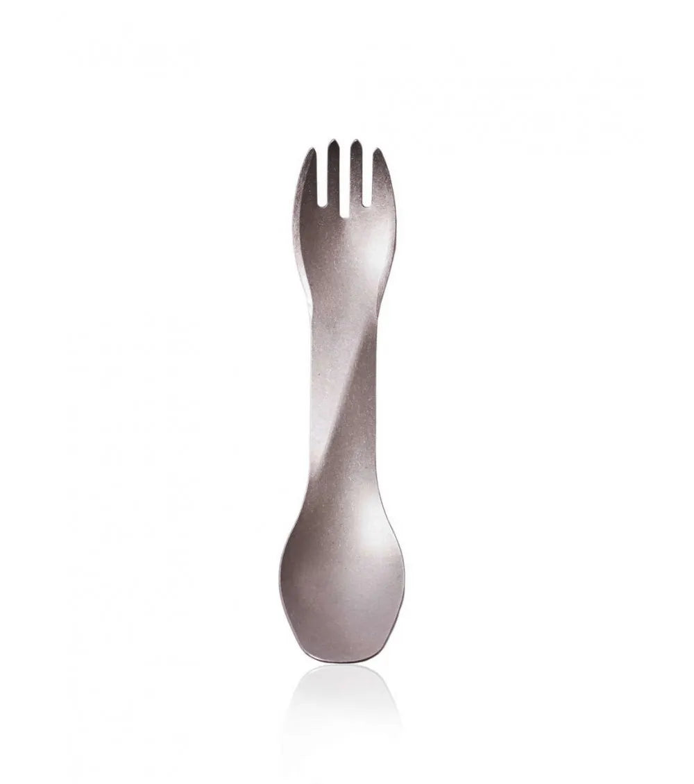 Titanium spork on white background