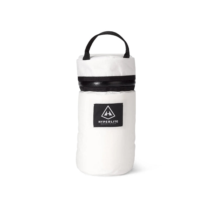 White insulated bag with black accents and a visible brand logo on a white background