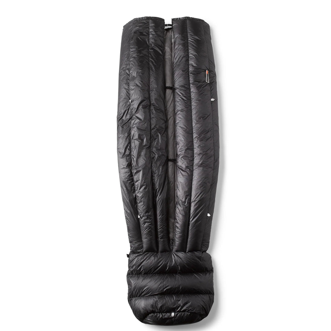 Black sleeping bag on a white background