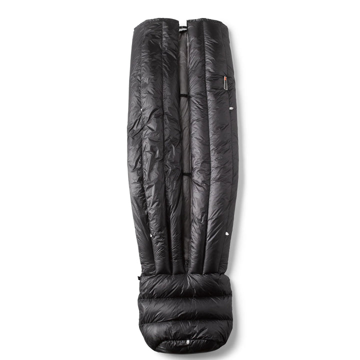 Black sleeping bag on a white background