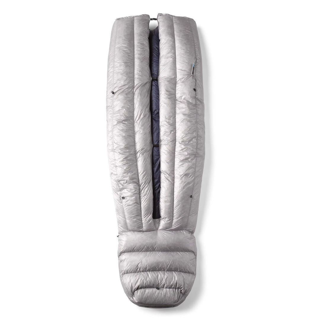 Gray sleeping bag on a white background