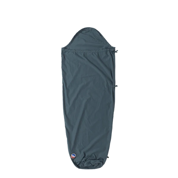 Dark grey sleeping bag liner on a white background