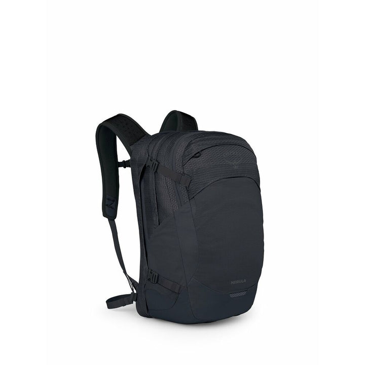 Black backpack on a white background