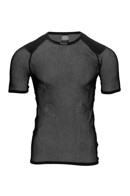 Black athletic shirt with mesh design on a white background