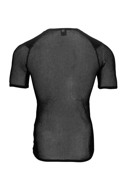 Black athletic shirt with mesh design on a white background
