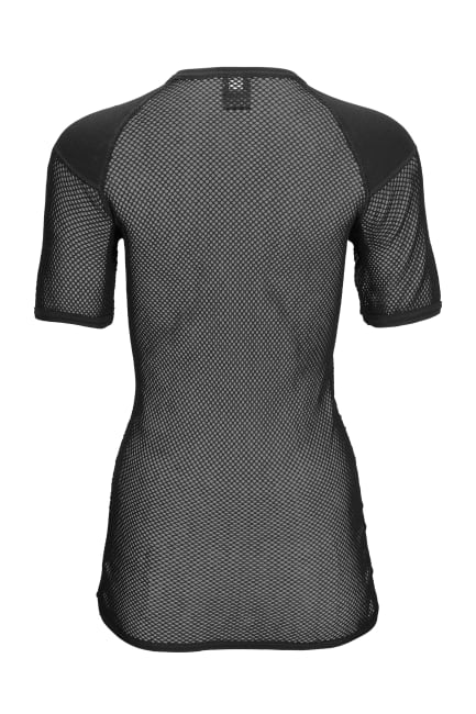 Black athletic shirt with mesh design on a white background