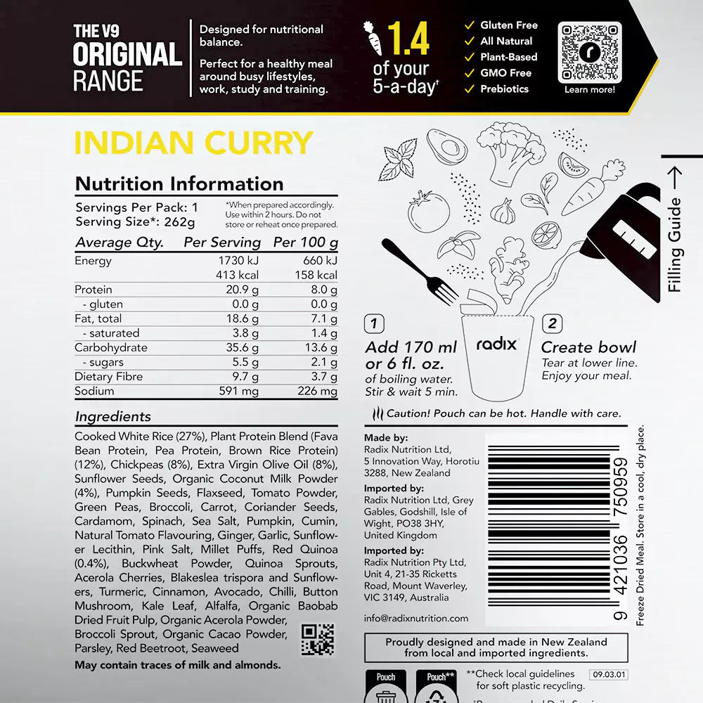 Radix Nutrition Original Meal v9.0 Indian Curry