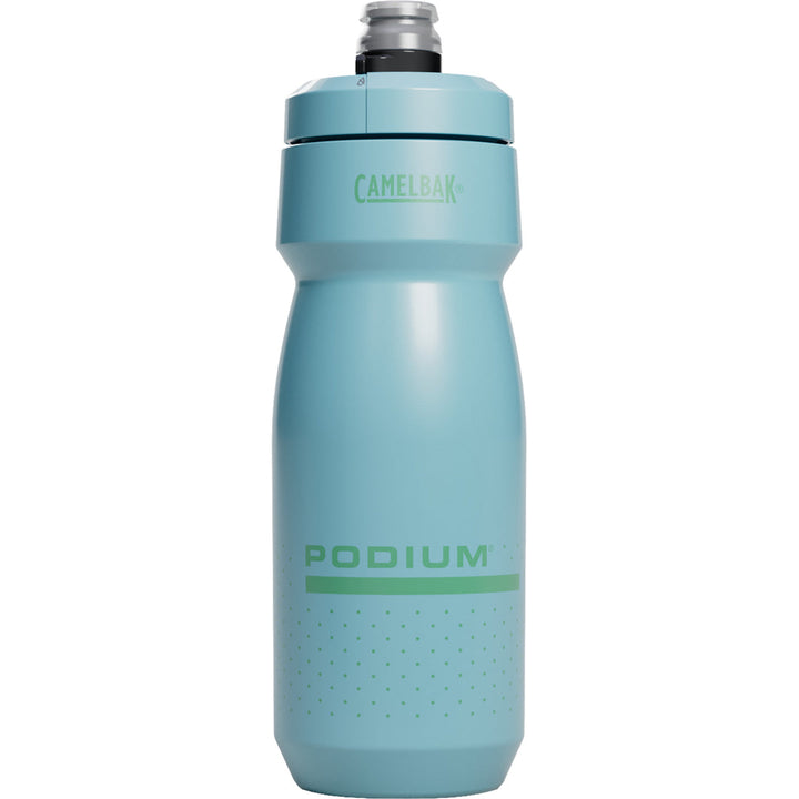 Light blue water bottle with 'CamelBak' branding on a white background