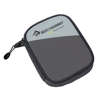 Grey travel wallet on a white background