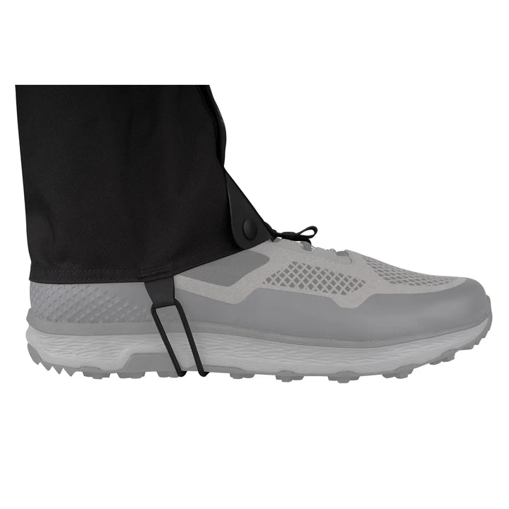 Gray athletic shoe with a gaiter on a white background