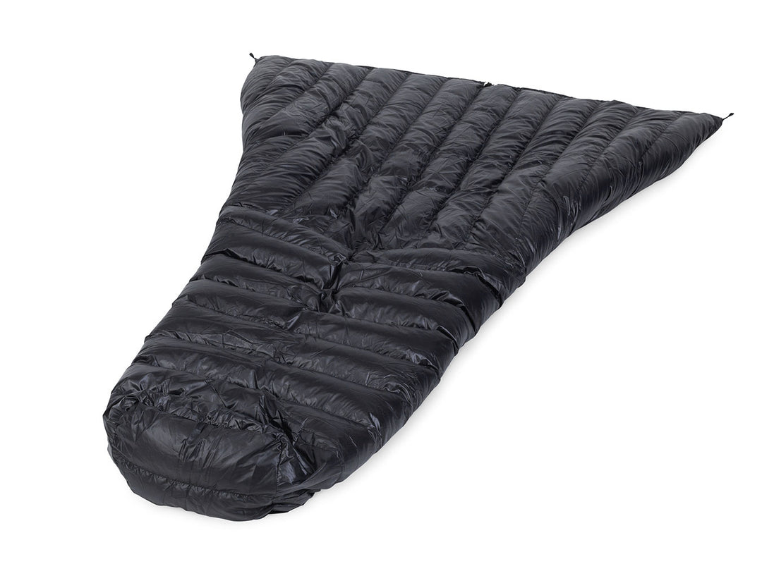 Black sleeping bag on a white background