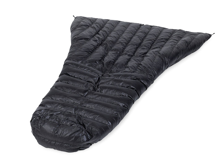 Black sleeping bag on a white background