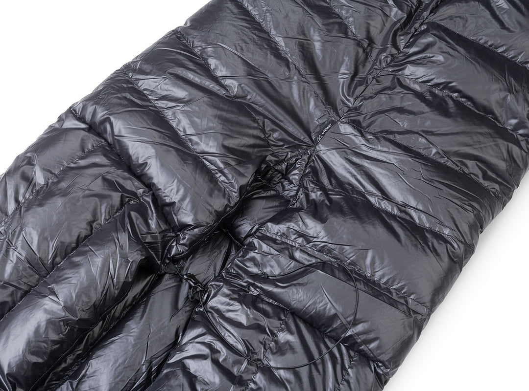 Close-up of a black quilt  on a white background