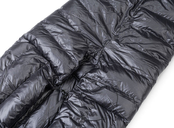 Close-up of a black quilt  on a white background