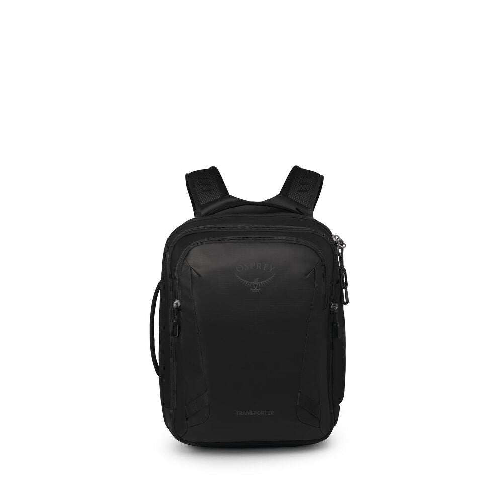 Black backpack on a white background