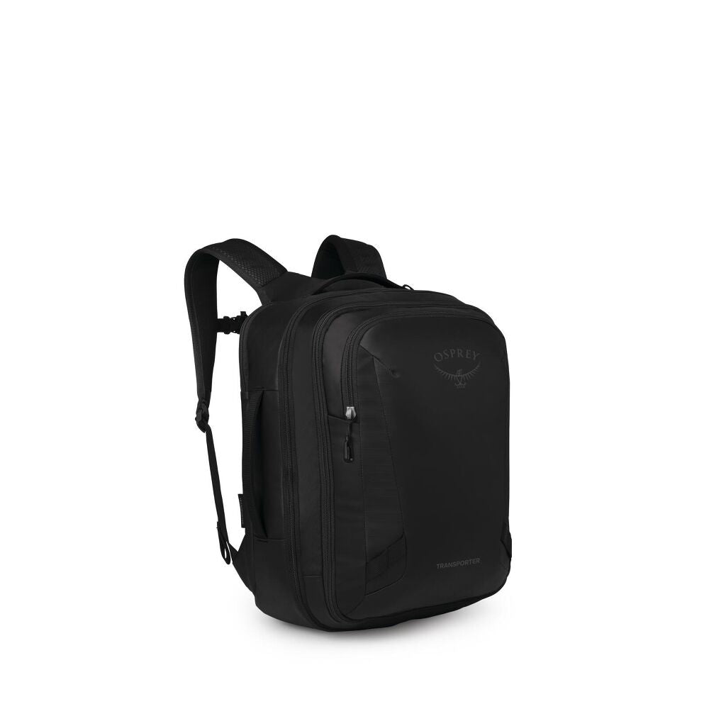 Black backpack on a white background