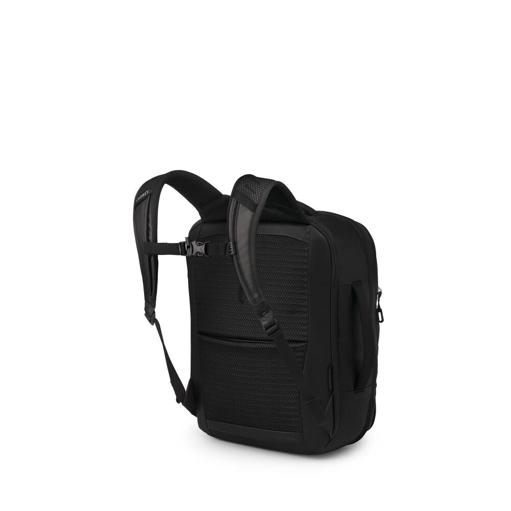 Black backpack on a white background