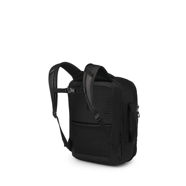 Black backpack on a white background
