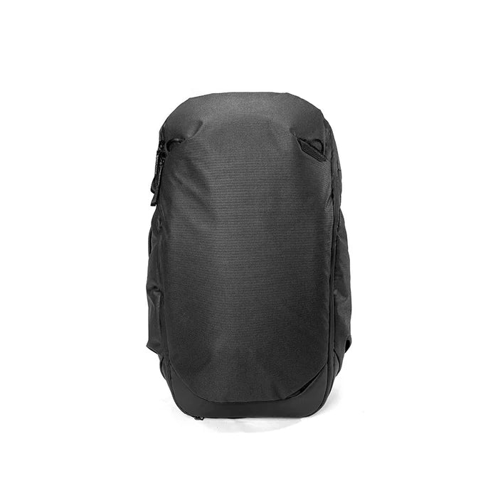 Black backpack on a white background