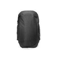 Black backpack on a white background