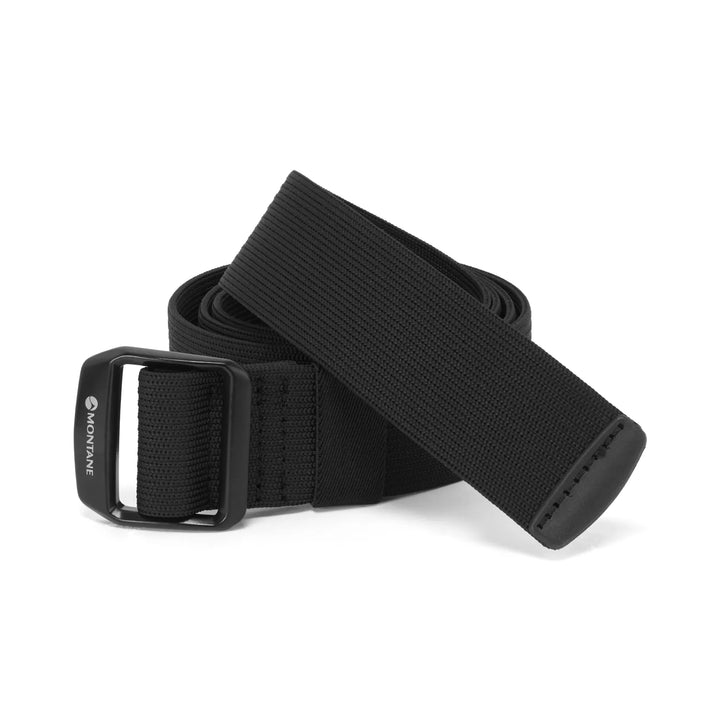 Black belt with black buckle on a white background