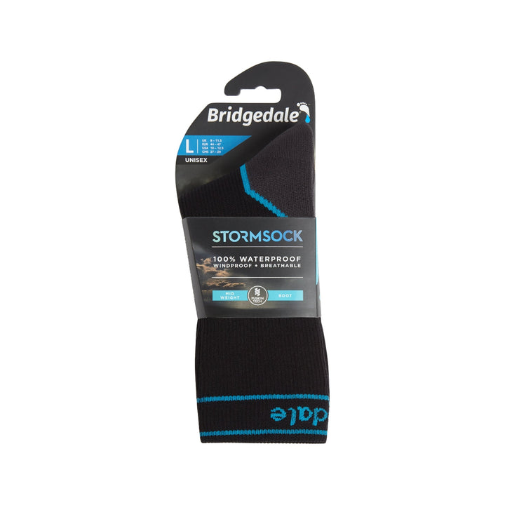 Packaged Bridgedale StormSocks on a white background