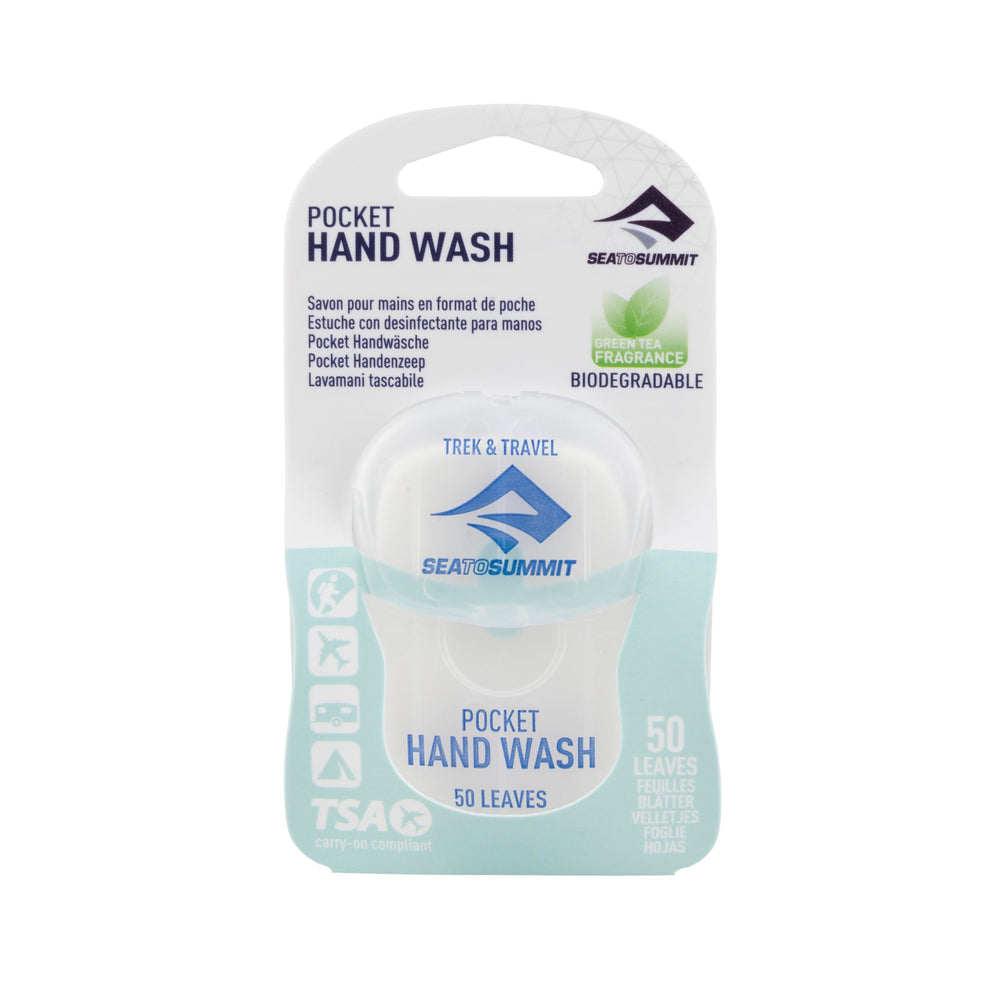 Packaged pocket hand wash with Sea to Summit logo on a white background
