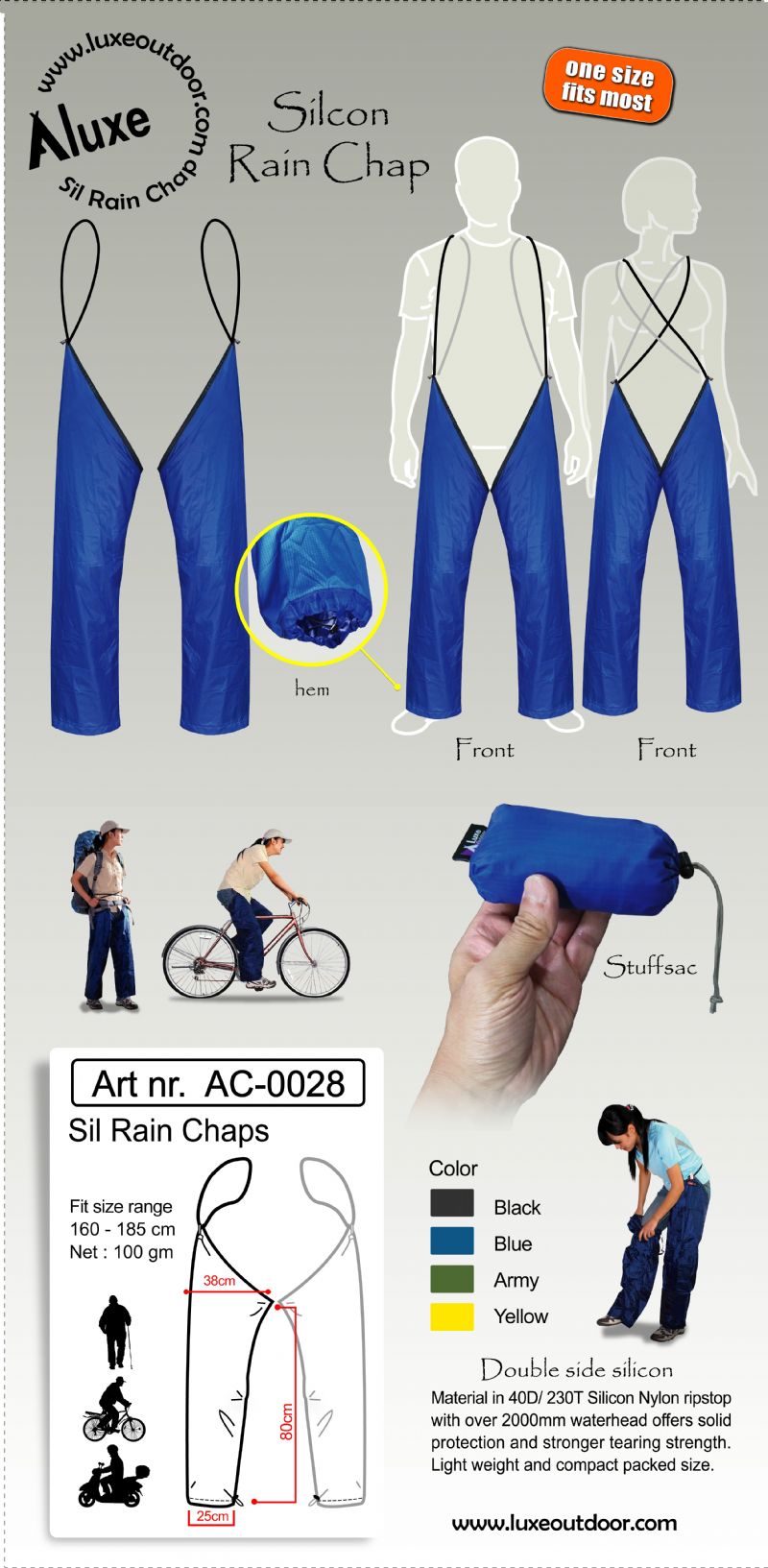 Luxe Sil Nylon Rain Chaps – Backpacking Light Australia