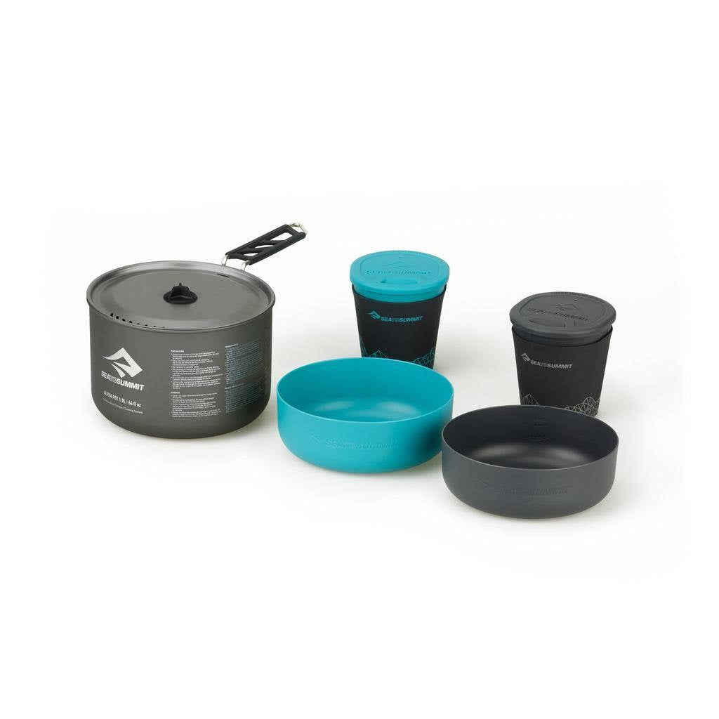 Sea To Summit Alpha 1 Pot Cook Set 2.1 (1.9L Pot Plus 2 Bowls And 2 Insul Mugs)